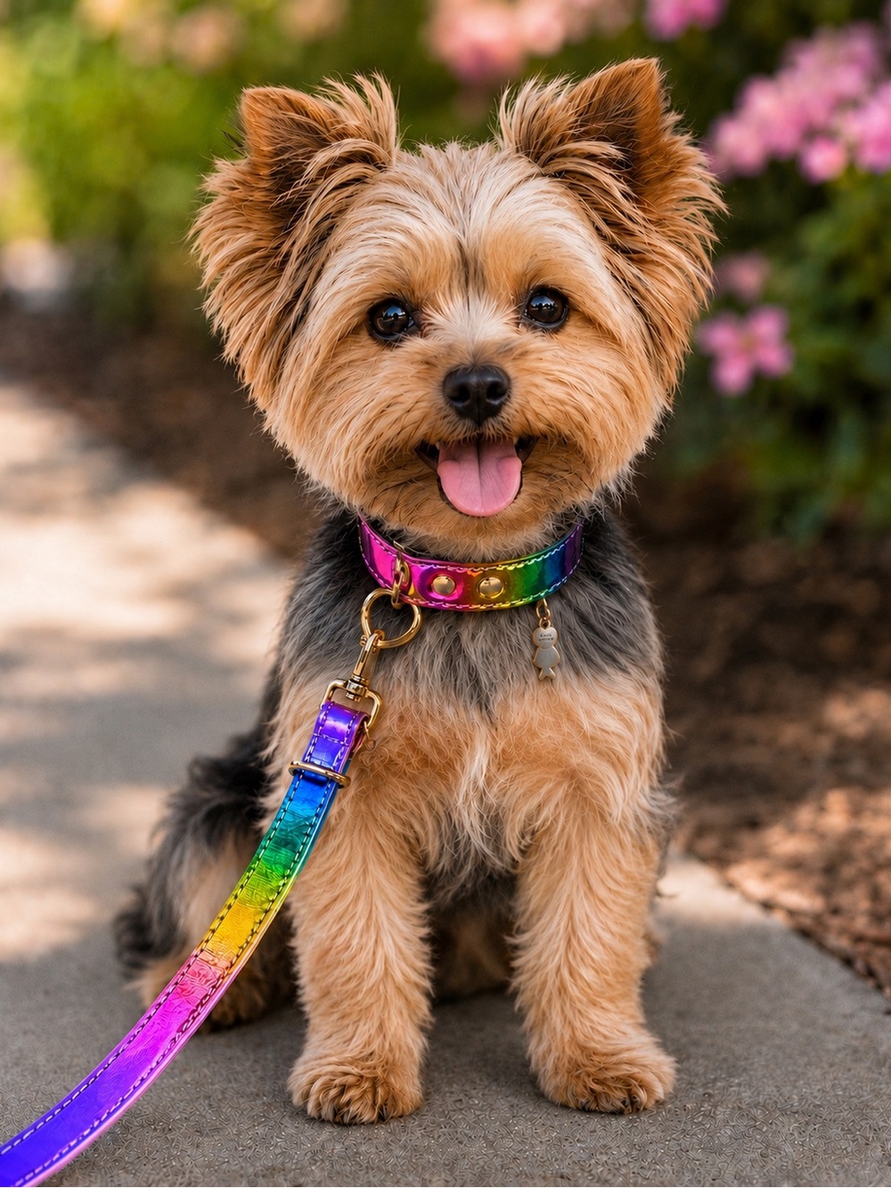 Betsey Johnson Rainbow Dog Collar and Leash Set - Multicolor